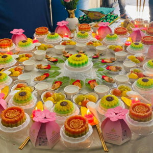 mâm cúng thôi nôi bé gái ở Nghệ An